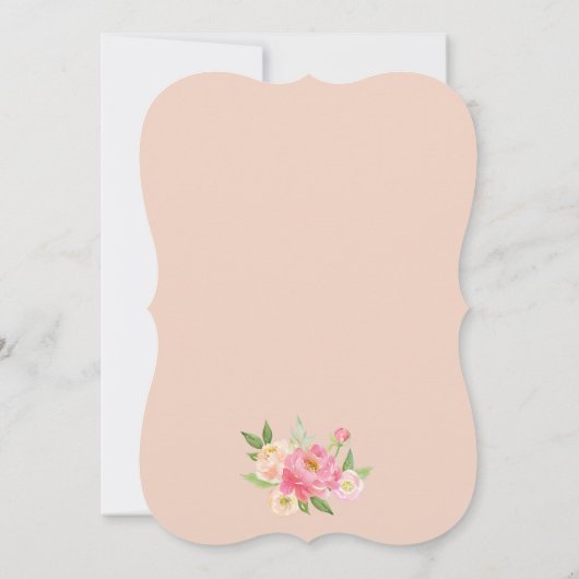 桃とピンクの牡丹の花バプテスマ 招待状 (裏面)
