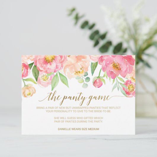 桃とピンクの牡丹の花パンティーゲーム エンクロージャーカード (スタンド正面)