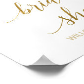 桃とピンクの牡丹の花ブライダルシャワー歓迎 ポスター (角)