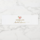 桃とピンクの牡丹の花ブライダルシャワー ペットボトルラベル (シングルラベル)