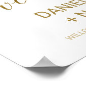 桃とピンクの牡丹の花結婚の歓迎 ポスター (角)