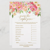 桃とピンクの牡丹は正しい価格のゲームを推測 (正面/裏面)