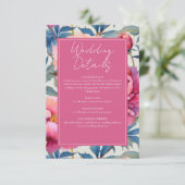 桃とピンクの牡丹結婚の花 エンクロージャーカード (スタンド正面)