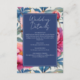 桃とピンクの牡丹結婚の花 エンクロージャーカード