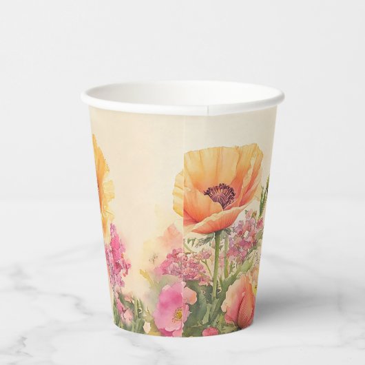 桃とピンクの結婚水色 紙コップ (右)