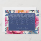 桃とピンクの芍薬の花のウェディングサンキューレター サンキューカード (裏面)