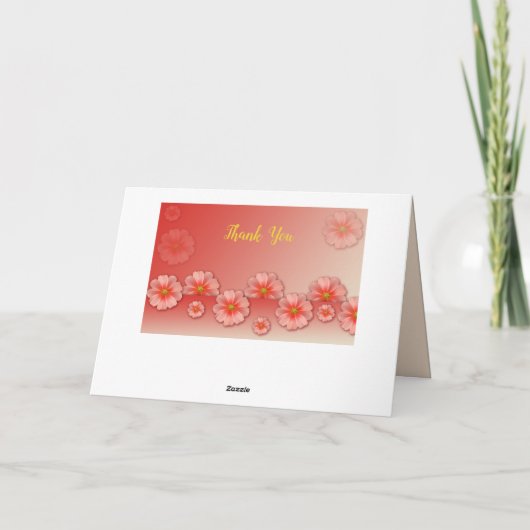 桃とピンクの花をパーソナライズしてくれてありがとう カード (裏面)