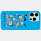 桃とピンクの花を持つ青い電話ケース Case-Mate iPhoneケース (裏面 (横))