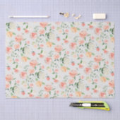 桃とピンクの花フェミニン柄 薄葉紙 (クラフト)