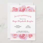 桃とピンクローズ卒業パーティー招待状 招待状 (正面)