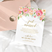 桃とピンク牡丹の花たった今結婚しました結婚 案内状