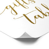 桃とピンク牡丹の花のギフトテーブルサイン ポスター (角)