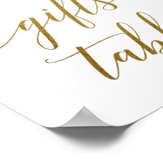 桃とピンク牡丹の花のギフトテーブルサイン ポスター (角)