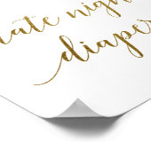 桃とピンク牡丹の花の深夜おむつサイン ポスター (角)