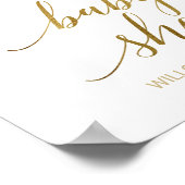 桃とピンク牡丹の花ベビーシャワーへようこそ ポスター (角)