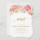 桃とピンク牡丹の花生誕生会 招待状 (正面)