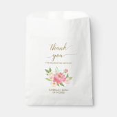 桃とピンク牡丹フラワーズ結婚式の引き出物バッグ フェイバーバッグ (正面)