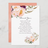 桃とブルゴーニュのフローラ赤ちゃんシャワーありがとう サンキューカード (正面/裏面)
