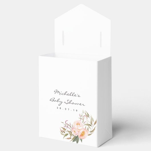 桃とブルゴーニュのフローラ赤ちゃんシャワーありがとう フェイバーボックス (オープン)