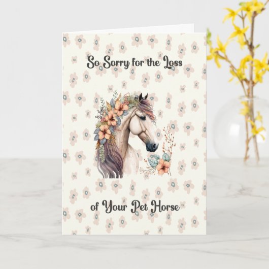 桃とベージュのペット用馬の同情カード カード (黄色い花)