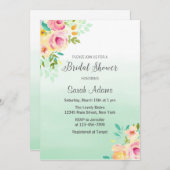 桃とミントのブライダルシャワー招待状 招待状 (正面/裏面)