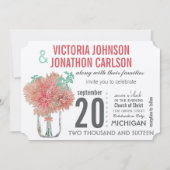 桃とミント菊のメイスンジャー結婚ズ 招待状 (正面)