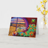 桃とリンゴ カード (黄色い花)