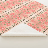 桃と墨のような黒の花の毛布 シェルパブランケット (3/4)