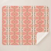 桃と墨のような黒の花の毛布 シェルパブランケット (正面(横))