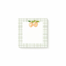 桃と格子付きポストイットのノート