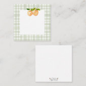 桃と格子状のギフト囲い ノートカード (正面/裏面)