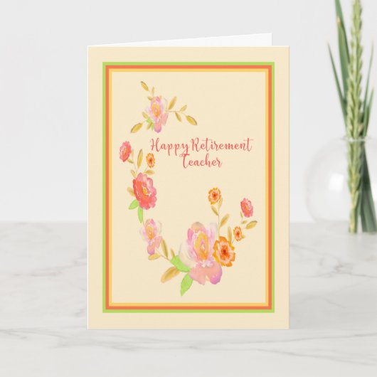 桃と桃の花の先生カード カード (正面)