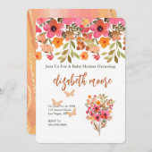 桃と桃色の園花 招待状 (正面/裏面)