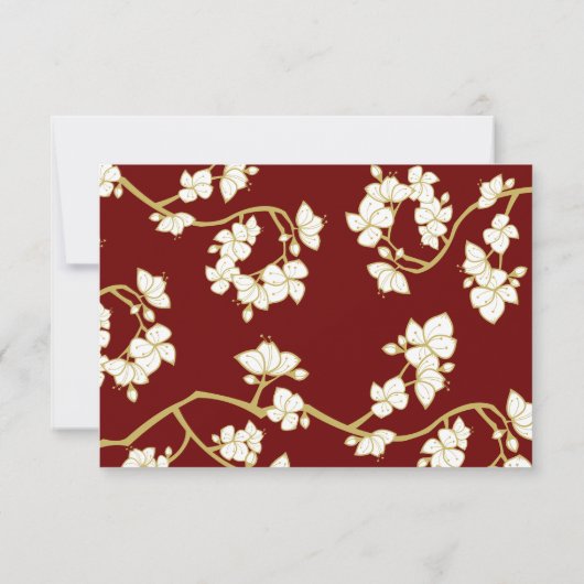 桃と梅の花と二重の幸結婚せ 出欠カード (裏面)