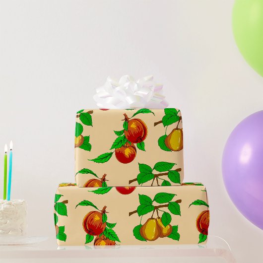 桃と梨の包み紙 ラッピングペーパー