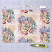 桃と灰色の多肉植物 薄葉紙 (クラフト)
