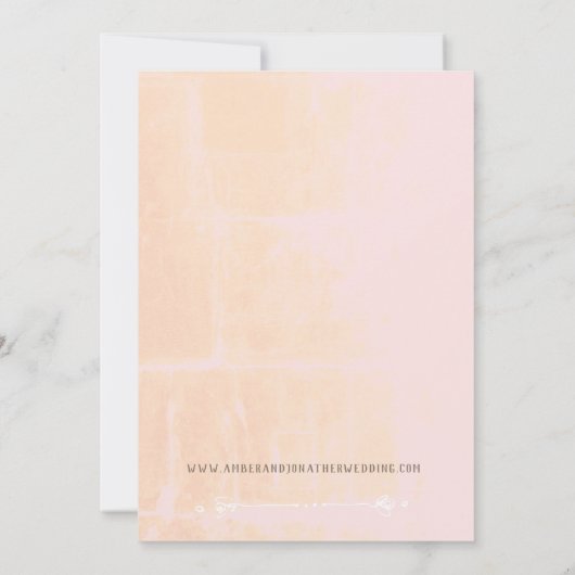 桃と白いフローラ縁ど結婚式招待状 招待状 (裏面)