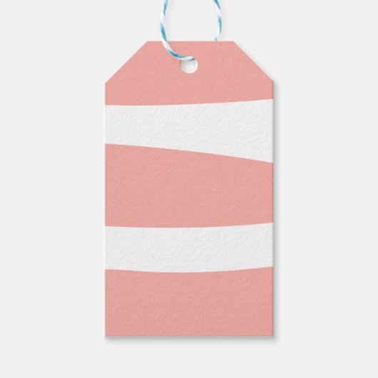 桃と白のアブストラクト ギフトタグ (正面)