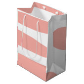 桃と白のアブストラクト ミディアムペーパーバッグ (正面アングル)