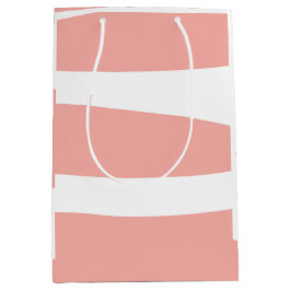 桃と白のアブストラクト ミディアムペーパーバッグ