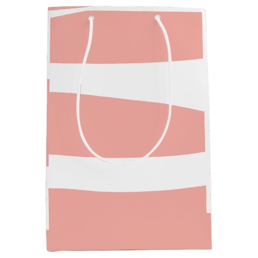 桃と白のアブストラクト ミディアムペーパーバッグ (正面)