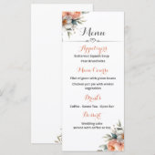 桃と白のウェディングレセプションメニュー メニュー (正面/裏面)