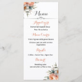 桃と白のウェディングレセプションメニュー メニュー (正面)