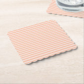 桃と白のストライプ ペーパーコースター (アングル)