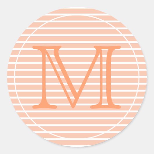 桃と白のストライプ ラウンドシール (正面)