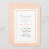 桃と白のダマスク結婚記念日招待状 招待状 (正面/裏面)