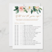 桃と白のフローラの新郎がゲームを言う 招待状 (正面)