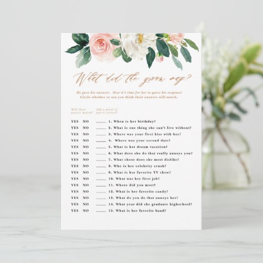 桃と白のフローラの新郎がゲームを言う 招待状 (スタンド正面)