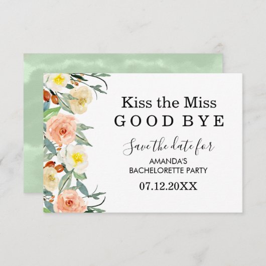 桃と白のフローラバチェロレッテ保存日 セーブザデート (正面/裏面)