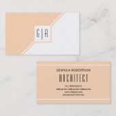 桃と白のモノグラムモダン幾何学模様 名刺 (正面/裏面)
